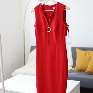 Calvin Klein Red Dress with Zipper